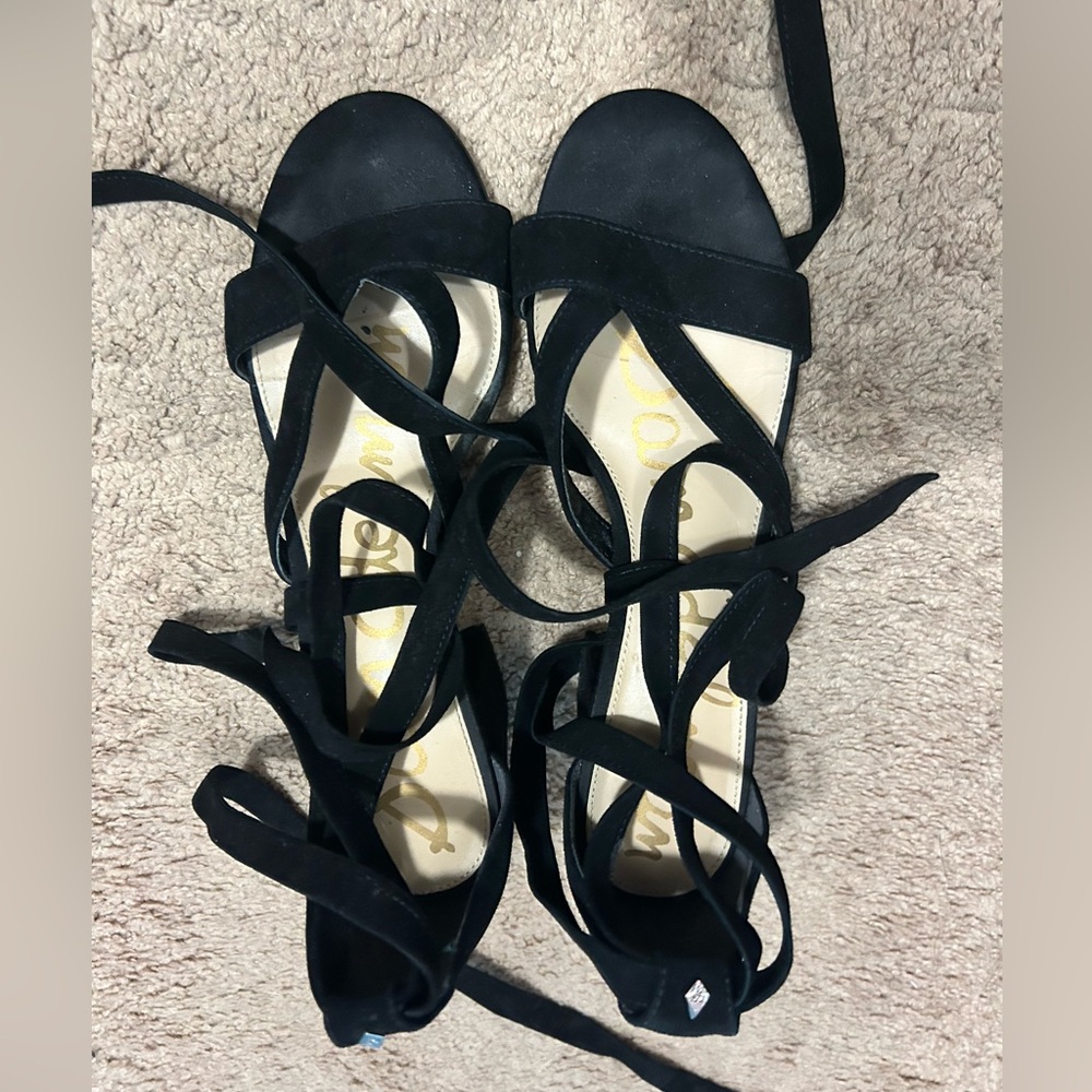 Sam Edelman, Black Suede, Strappy Heeled Sandals, Size 10